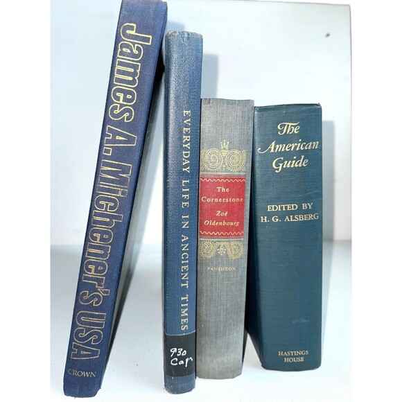 Vintage Decorative Books Shelf Staging Props Home Decor Set: BLUE OLD TONES - Picture 7 of 12